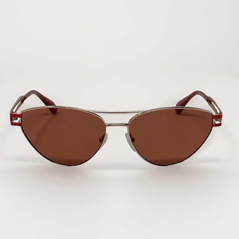 Max &Co Sunglasses Womens Pale Gold Triangular MO0089 32G 56/14/140 Brown Mirror